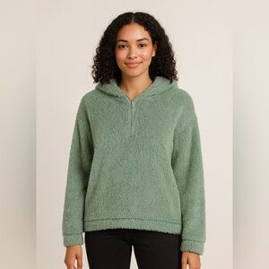 SHEIN Solid Drop Shoulder Fuzzy Soft Hoodie